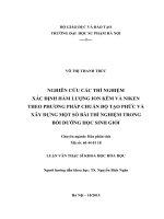 LUẬN VĂN THẠC SĨ HÓA HỌC: NGHIÊN CỨU CÁC THÍ NGHIỆM  XÁC ĐỊNH HÀM LƯỢNG ION KẼM VÀ NIKEN  THEO PHƯƠNG PHÁP CHUẨN ĐỘ TẠO PHỨC VÀ  XÂY DỰNG MỘT SỐ BÀI THÍ NGHIỆM TRONG  BỒI DƯỠNG HỌC SINH GIỎI