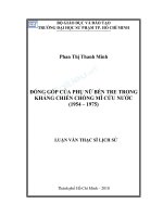 Đóng góp của phụ nữ bến tre trong kháng chiến chống mĩ cứu nước (1954 – 1975) 
