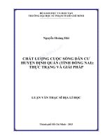 Chất lượng cuộc sống dân cư huyện định quán (tỉnh đồng nai)   thực trạng và giải pháp 