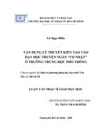 Vận dụng lý thuyết kiến tạo vào dạy học truyện ngắn “vợ nhặt” ở trường trung học phổ thông 