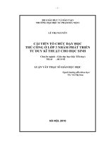 Cải tiến tổ chức dạy học thủ công lớp 3 nhằm phát triển tư duy kĩ thuật cho học sinh (LV00428) 