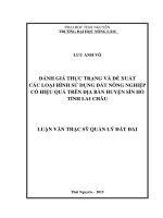 Đánh giá thực trạng và đề xuất các loại hình sử dụng đất nông nghiệp có hiệu quả trên địa bàn huyện sìn hồ, tỉnh lai châu 