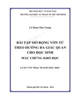 Bài tập mở rộng vốn từ theo hướng đa giác quan cho học sinh mắc chứng khó đọc 