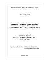 Luận án tiến sĩ Sinh hoạt văn hóa Quan họ làng