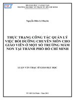 Thực trạng công tác quản lý việc bồi dưỡng chuyên môn cho giáo viên ở một số trường mầm non tại thành phố hồ chí minh 