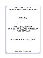 Tổ chức dạy học theo nhóm một số kiến thức thuộc phần quang hình học   vật lí 11 nâng cao 