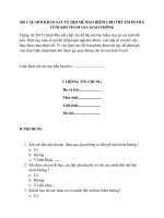 BỘ CÂU HỎI KHẢO SAT VỀ ĐỘI MŨ HIỂM CHO TRẺ EM DƯỚI 6 TUỔI KHI THAM GIA GIAO THÔNG