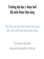 Tìm hiểu quy định dược liên quan đến việc triển khai dược lâm sàng