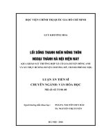 Lối sống thanh niên nông thôn ngoại thành hà nội hiện nay (qua khảo sát trường hợp xã cổ loa huyện đông anh và xã thụy hương huyện chương mỹ, thành phố hà nội)
