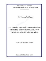 Vai trò của phật giáo trong đời sống chính trị   xã hội myanmar từ cuối thế kỷ XIX đến nửa đầu thế kỷ XX 