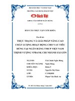 Thực trạng và giải pháp nâng cao chất lượng hoạt động cho vay tiêu dùng tại ngân hàng TMCP Việt Nam thịnh vượng VPBANK chi nhánh sài gòn