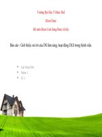 Giới thiệu vai trò của DS lâm sàng, hoạt động DLS trong bệnh viện triển khai hoạt động thông tin thuốc tại BV