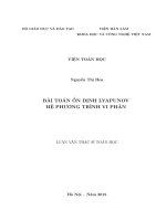 BÀI TOÁN ổn ĐỊNH LYAPUNOV hệ PHƯƠNG TRÌNH VI PHÂN 