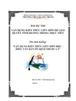 VẬN DỤNG KIẾN THỨC LIÊN môn để GIẢI QUYẾT các TÌNH HUỐNG (ngữ văn 8) vận DỤNG KIẾN THỨC LIÊN môn đọc – HIỂU văn bản ôn DỊCH THUỐC lá 