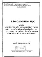 Nghiên cứu xây dựng chương trình đào tạo một số nghề phổ biến cho lực lượng lao động dân tộc khmer vùng đồng bằng sông cứu long