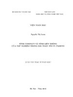 TÍNH COMPACT và TÍNH LIÊN THÔNG của tập NGHIỆM TRONG bài TOÁN tối ưu PARETO 