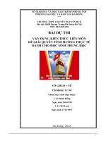 VẬN DỤNG KIẾN THỨC LIÊN môn để GIẢI QUYẾT các TÌNH HUỐNG (lịch sử 11) bảo vệ CHỦ QUYỀN BIỂN đảo của tổ QUỐC VIỆT NAM 