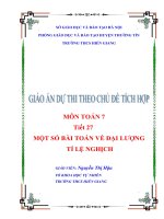 giáo án tích hợp liên môn toán 7 bài một số bài TOÁN về đại LƯỢNG tỉ lệ NGHỊCH 