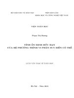 TÍNH ổn ĐỊNH hữu hạn của hệ PHƯƠNG TRÌNH VI PHÂN SUY BIẾN có TRỄ 