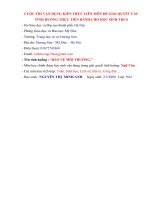 VẬN DỤNG KIẾN THỨC LIÊN môn để GIẢI QUYẾT các TÌNH HUỐNG THỰC TIỄN (lớp 9) bảo vệ môi TRƯỜNG 