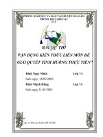 vận dụng kiến thức liên môn giải quyết tình huống lớp 7 tổ CHỨC các HOẠT ĐỘNG NGOẠI KHÓA CHO học SINH TRƯỜNG TRUNG học cơ sở KIÊU kỵ NHẰM NÂNG CAO ý THỨC CHẤP HÀNH các LUẬT lệ của GIAO THÔNG 