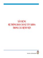 XÂY DỰNG HỆ THỐNG BÁO CÁO SỰ CỐ Y KHOA TRONG CÁC BỆNH VIỆN