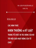 Các hình thức khen thưởng, kỉ luật và tác động của chúng tới hiệu quả của tổ chức