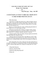 CÁCH SỬ DỤNG AN TOÀN VÀ HIỆU QUẢ THUỐC BẢO VỆ THỰC VẬT VÀ MỘT SỐ BIỆN PHÁP SƠ CẤP CỨU