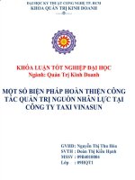 Đề tài Một số biện pháp hoàn thiện công tác quản trị nguồn nhân lực tại công ty Taxi Vinasun