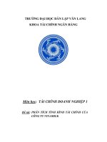 Đề tài Phân tích tình hình tài chính của công ty VinaMilk