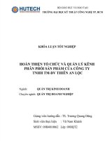Đề tài Hoàn thiện tổ chức và quản lý kênh phân phối sản phẩm của công ty TNHH thương mại dịch vụ Thiên An Lộc
