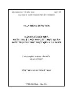 ĐÁNH GIÁ KẾT QUẢ PHẪU THUẬT NỘI SOI CẮT THỰC QUẢN ĐIỀU TRỊ UNG THƯ TRHUWCJ QUẢN 2/3 DƯỚI