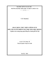 HOẠT ĐỘNG THỰC HIỆN CHÍNH SÁCH ĐỐI VỚI NGƯỜI NHIỄM CHẤT ĐỘC HÓA HỌC DIOXIN