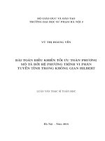 Bài toán điều khiển tối ưu toàn phương mô tả bởi hệ phương trình vi phân tuyến tính trong không gian hilbert