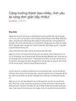 Càng trưởng thành bao nhiêu, tình cảm lại càng đơn giản bấy nhiêu 