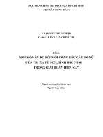 Luận văn cao học đổi mới công tác cán bộ nữ của thị xã từ sơn, tỉnh bắc ninh trong giai đoạn hiện nay