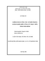 chính sách công tác xã hội trong giảm nghèo bền vững từ thực tiễn tại tỉnh ninh bình