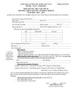 Đơn xin dự thi vào lớp 10 trường THPT Chuyên Lê Hồng Phong, TP. HCM Dành cho thí sinh tốt nghiệp THCS ở các tỉnh ngoài TP. HCM