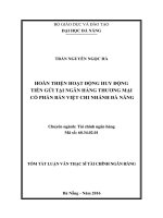 HOÀN THIỆN HOẠT ĐỘNG HUY ĐỘNG TIỀN GỬI TẠI NGÂN HÀNG THƯƠNG MẠI CỔ PHẦN BẢN VIỆT CHI NHÁNH ĐÀ NẴNG
