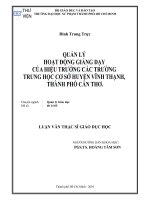 Quản lý hoạt động giảng dạy của hiệu trưởng các trường trung học cơ sở huyện vĩnh thạnh, tỉnh cần thơ 