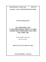 ĐẶC ĐIỂM KIỂU GEN VÀ ĐỘT BIẾN KHÁNG THUỐC CỦA HBV Ở BỆNH NHÂN NHIỄM HBV MẠN TÍNH CHƯA ĐIỀU TRỊ