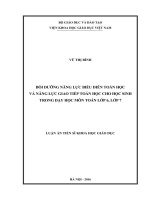 Bồi dưỡng năng lực biểu diễn toán học và năng lực giao tiếp toán học cho học sinh trong dạy học môn toán lớp 6, lớp 7