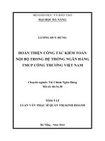 Hoàn thiện công tác kiểm toán nội bộ trong hệ thống ngân hàng TMCP công thương việt nam