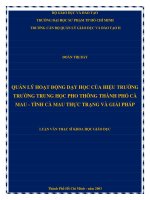 Quản lý hoạt động dạy học của hiệu trưởng trường trung học phổ thông thành phố cà mau, tỉnh cà mau   thực trạng và giải pháp 