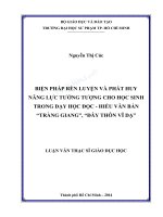 Biện pháp rèn luyện và phát huy năng lực tưởng tượng cho học sinh trong dạy học đọc   hiểu văn bản “tràng giang”, “đây thôn vĩ dạ” 