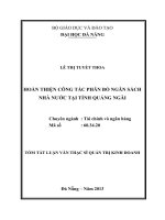 Hoàn thiện công tác phân bổ ngân sách nhà nước tại tỉnh quảng ngãi