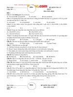 Đề thi khảo sát đầu năm môn Hóa học lớp 12 trường THPT Phan Ngọc Hiên năm 2015  2016