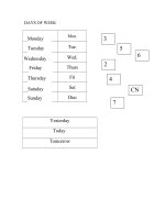 Days of the week  Các ngày trong tuần Tiếng anh Bài tập