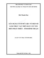 Xây dựng cơ sở dữ liệu về một số loài thực vật trên đất cát ven biển phan thiết   tỉnh bình thuận 