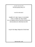 Nghiên cứu thực trạng và giải pháp nâng cao hiệu quả hoạt động của VPĐKQSD đất huyện đồng hỷ, tỉnh thái nguyên 